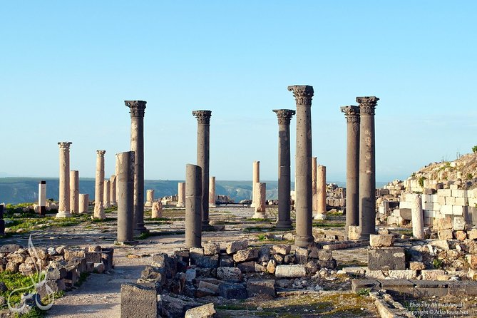 Jerash, Umm Qais, Cave of Jesus From Amman - Umm Qais (ancient Gadara) and the three-country viewpoint
