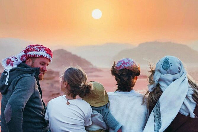 Wadi Rum Full Day Jeep Tour + Overnight & Dinner in Bedouin Camp - White Desert change of color, Mushroom Rock, and Burdah bridge from afar