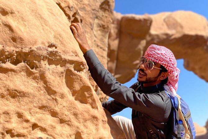 Wadi Rum Mountain Hike & Climb: Burdah, with a bridge at the top! + tour & Lunch - Um Sabatah sunset viewpoint: tea by the fire and a proper end to the day